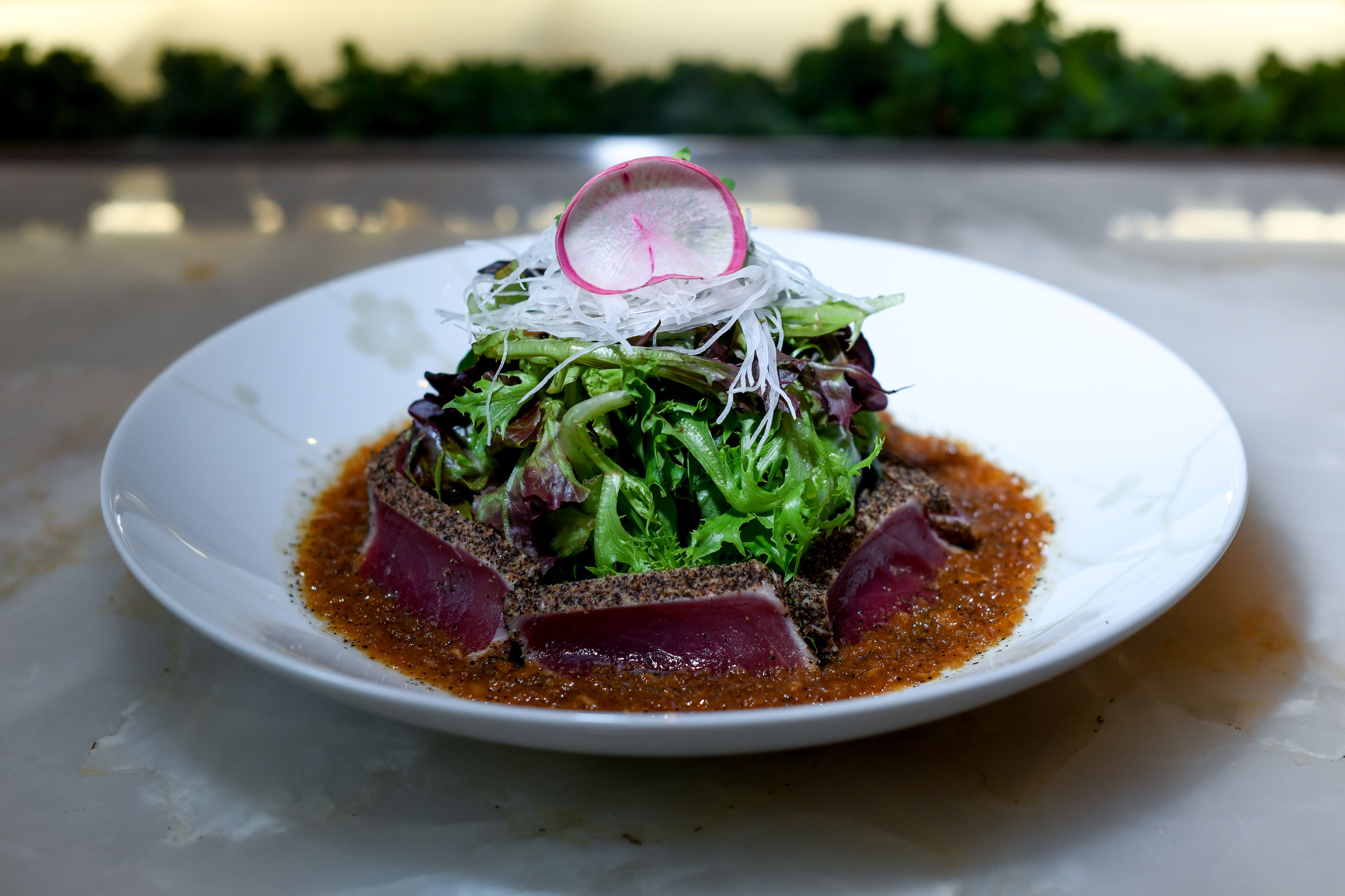 Dish of the day: Nobu-style sashimi salad with ahi tuna and field greens in Matsuhisa dressing